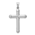 14k White Gold Hollow Cross Pendant, 57 x 32 mm