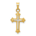 14k and White Rhodium Hollow Cross Charm, 23 x 11 mm