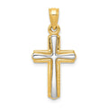 14k and White Rhodium Cross Pendant, 26 x 13 mm