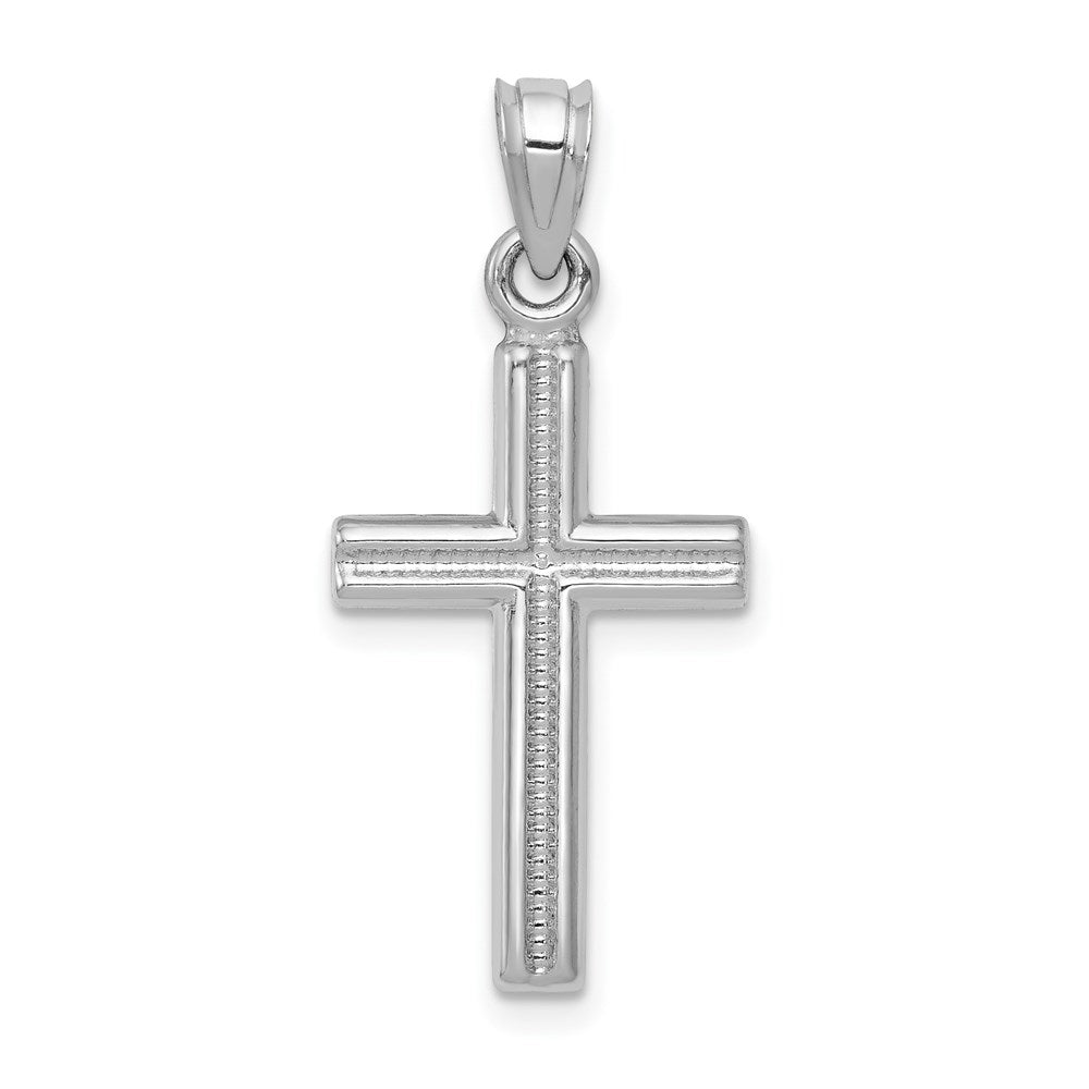 14k White Gold Cross Pendant, 29 x 13 mm