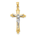 14k Two-tone Crucifix Pendant, 46 x 23 mm