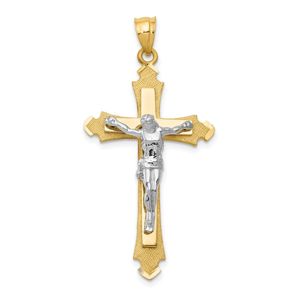 14k Two-tone Crucifix Pendant, 46 x 23 mm