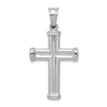 14k White Gold Hollow Cross Pendant, 48 x 25 mm