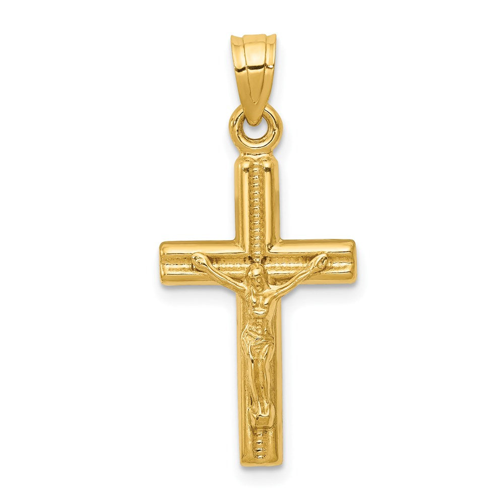 14K Hollow Crucifix Reversible to Cross Pendant, 30 x 14 mm