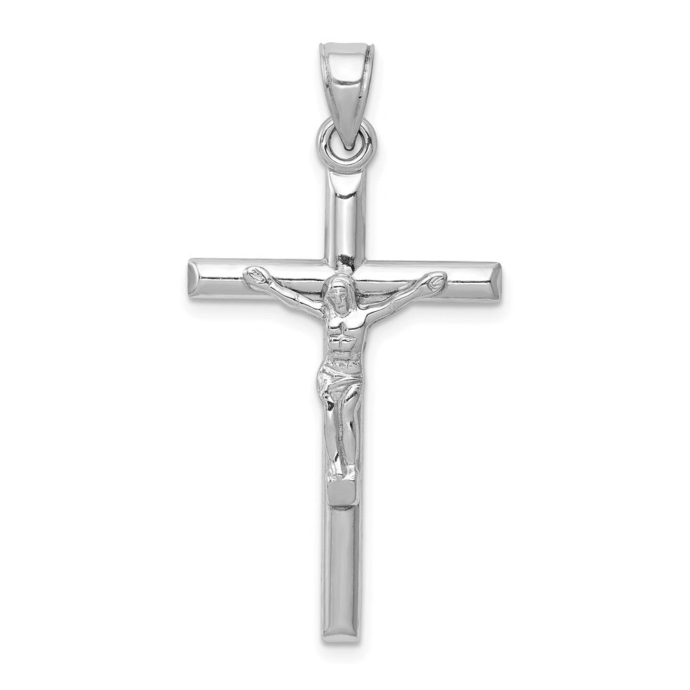 14k White Gold Crucifix Pendant, 39 x 20 mm