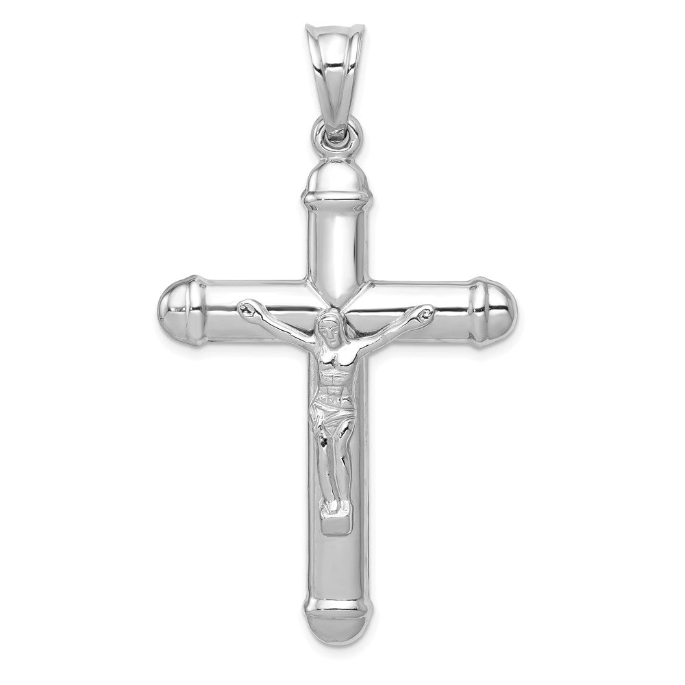 14K White Gold Crucifix Reversible to Cross Pendant, 56 x 31 mm