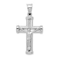 14K White Gold Hollow Crucifix Reversible to Cross Pendant, 49 x 25 mm