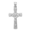 14K White Gold Hollow Crucifix Reversible to X-Center Cross Pendant, 34 x 16 mm