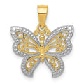 14K and White Rhodium Butterfly Charm, 19 x 16 mm