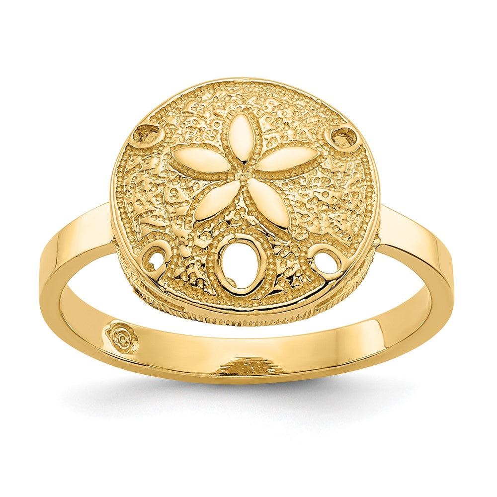 14k Polished Sand Dollar Ring, Size 7