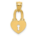 14K Polished Heart Lock Charm, 21 x 11 mm