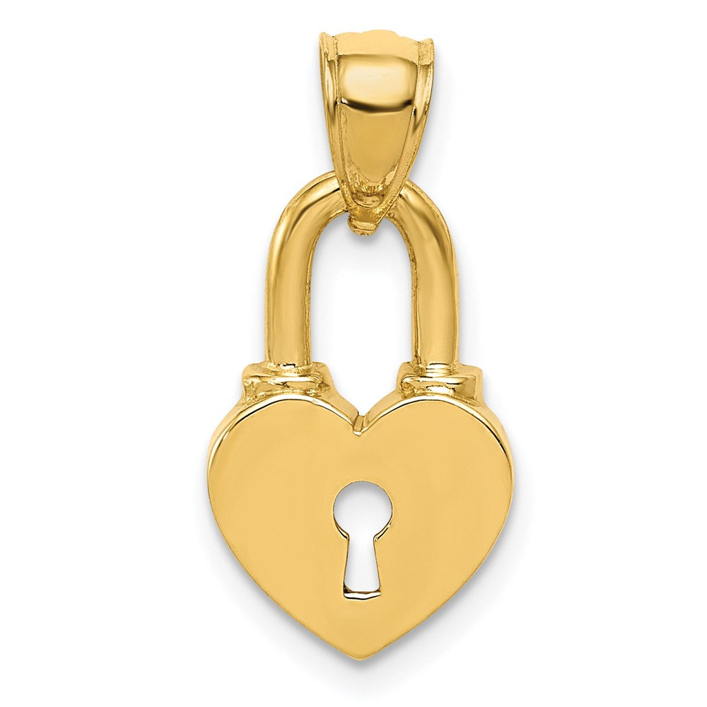 14K Polished Heart Lock Charm, 21 x 11 mm