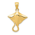 14K Stingray Pendant, 27 x 18 mm