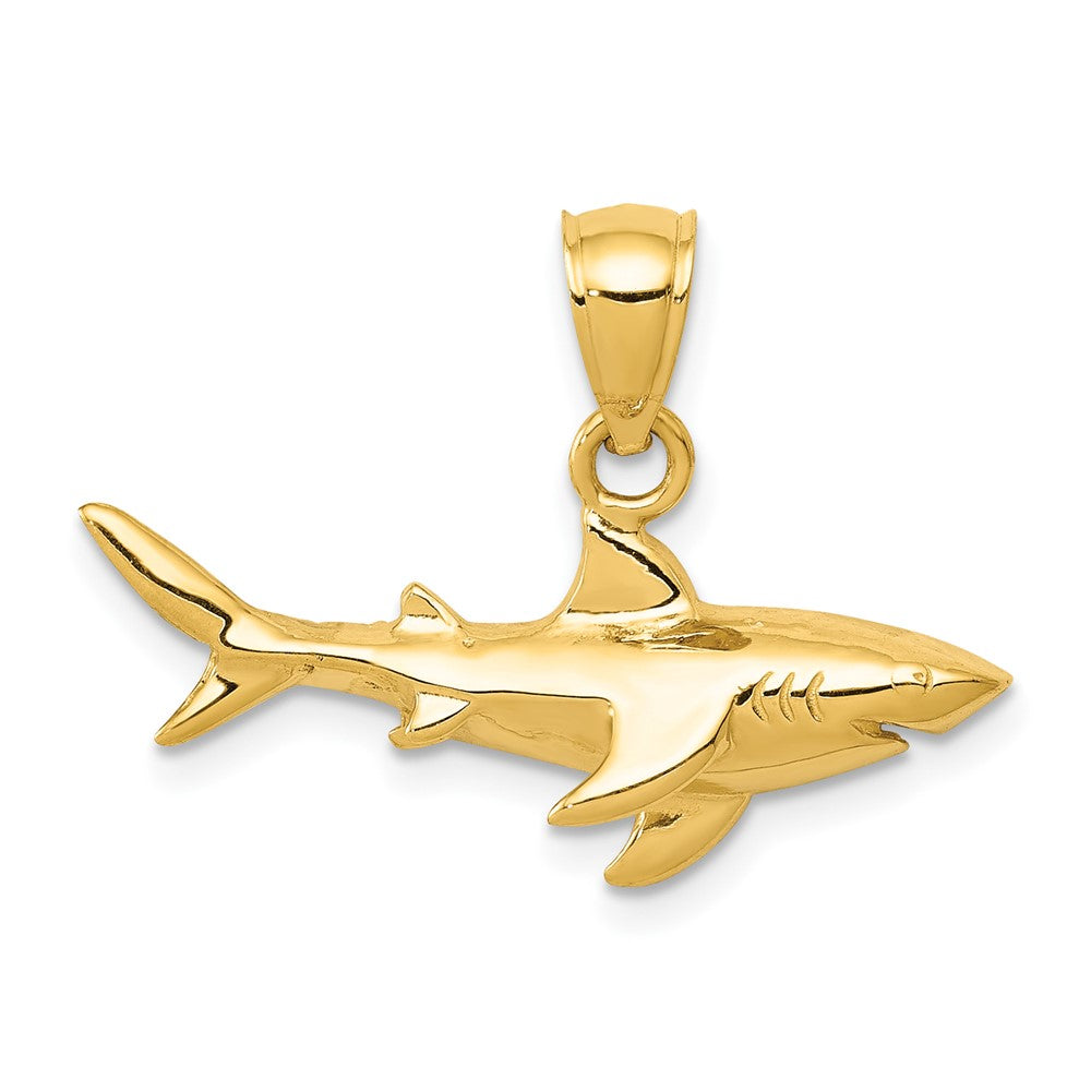 14K Shark Pendant, 18 x 24 mm