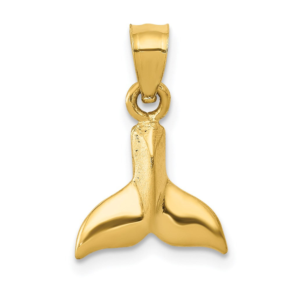 14K 3-D Whale Tail Pendant, 16 x 11 mm