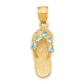 14k 3-D March/Blue CZ Birthstone Flip Flop Pendant, 25 x 8 mm