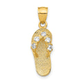 14k 3-D April/White CZ Birthstone Flip Flop Pendant, 25 x 8 mm
