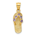 14k 3-D June/Red CZ Birthstone Flip Flop Pendant, 25 x 8 mm