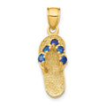 14k 3-D September/Blue CZ Birthstone Flip Flop Pendant, 25 x 8 mm