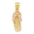 14k 3-D October/Pink CZ Birthstone Flip Flop Pendant, 25 x 8 mm