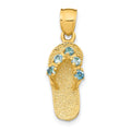 14k 3-D December/Blue CZ Birthstone Flip Flop Pendant, 25 x 8 mm