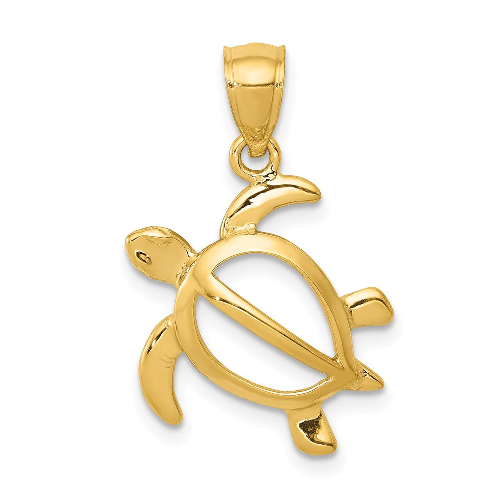 14k Medium Open Turtle Pendant, 22 x 21 mm