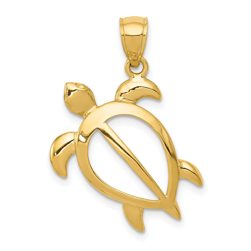 14k Large Open Turtle Pendant, 26.5 x 20 mm