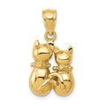 14K Big and Little Cats Pendant, 23 x 12 mm