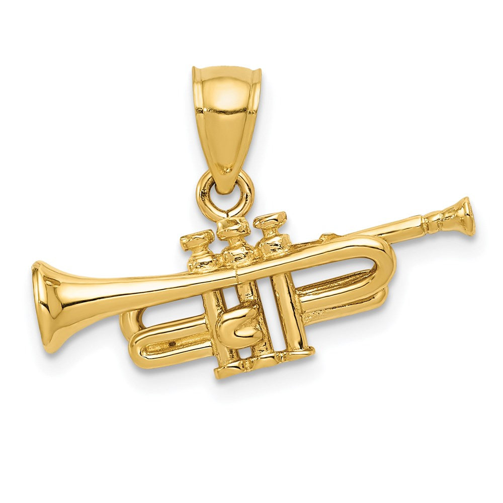 14K 3-D Trumpet Pendant, 15 x 24 mm