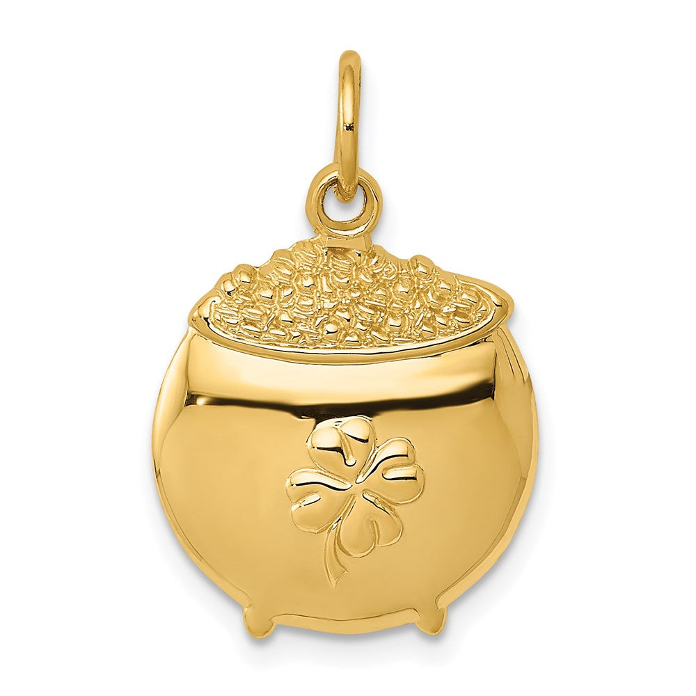 14k Pot of Gold with Clover Charm, 25 x 15 mm