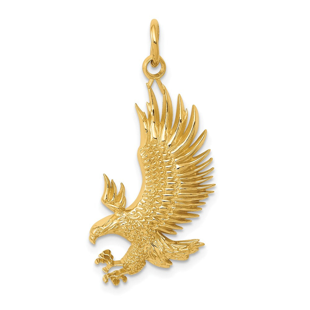 14k Bald Eagle Charm, 35.5 x 15 mm