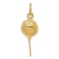 14k Domed Golf Ball on Tee Charm, 24 x 8 mm