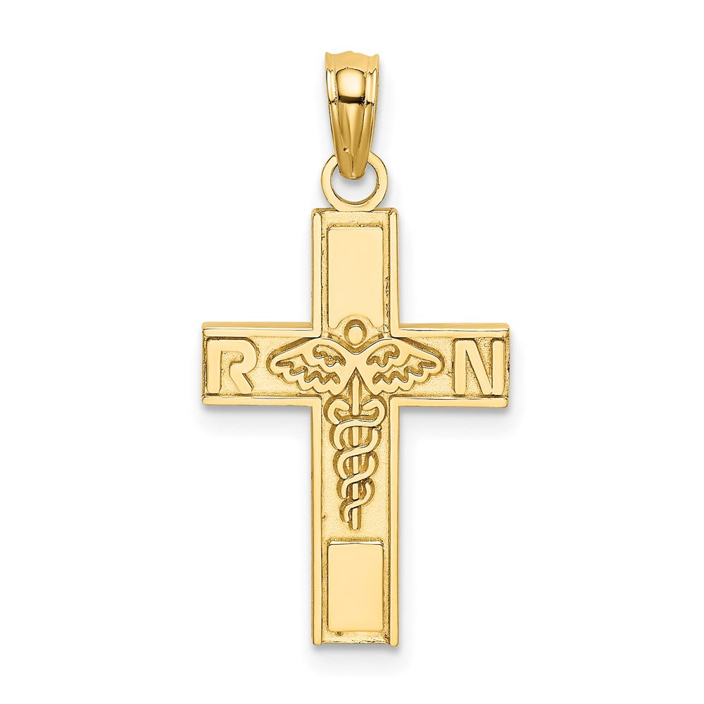 14K RN  Caduceus Cross Charm, 18 x 12.52 mm