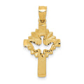 14k Satin Diamond-cut Dove Cross Charm, 27 x 14 mm