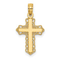 14k Budded Cross with Lacey Trim Charm, 22 x 12 mm