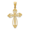 14K Budded Cross Pendant, 32 x 18 mm