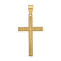 14K Diamond-cut Latin Cross Pendant, 34 x 16 mm