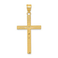 14K Diamond-cut Latin Cross Pendant, 41 x 20 mm