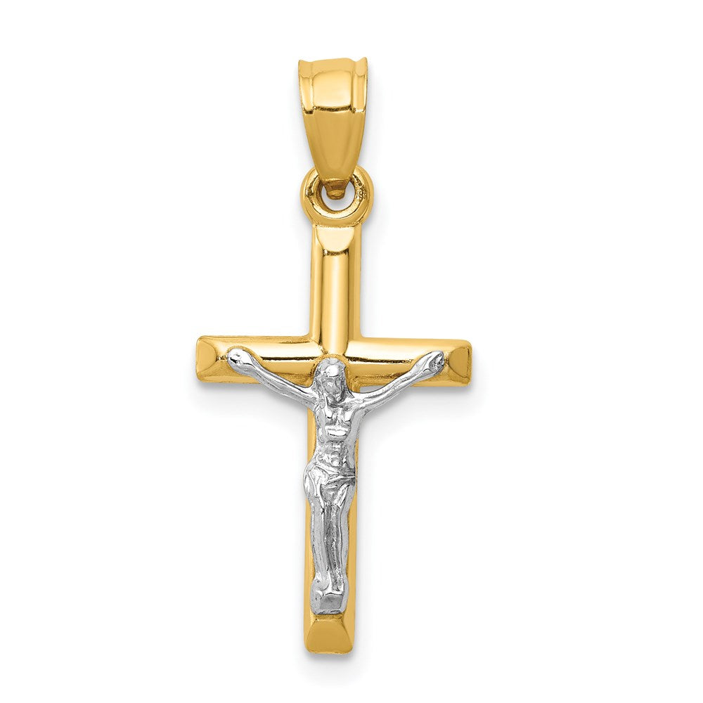 14k Two-tone Hollow Crucifix Charm, 26 x 12 mm, 0.46 g