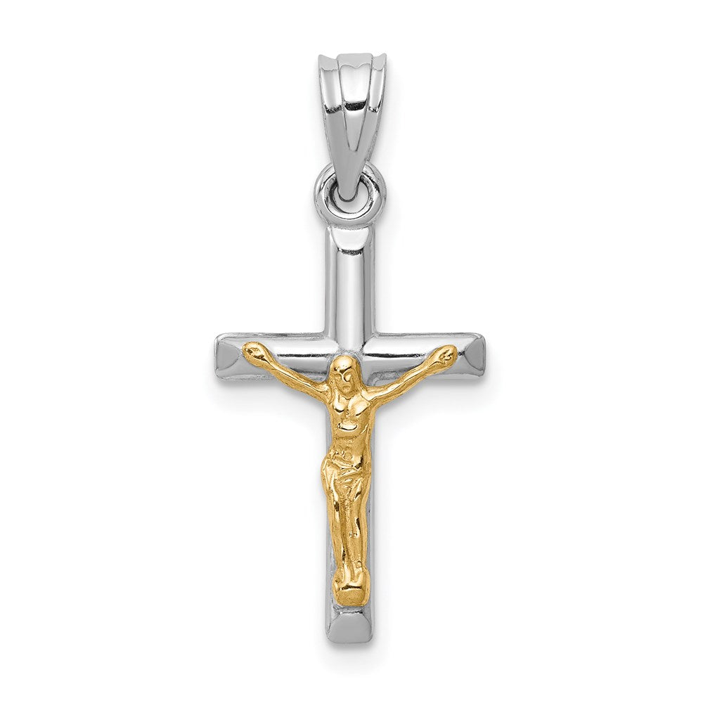 14k Two-tone Hollow Crucifix Charm, 26 x 12 mm, 0.51 g
