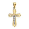 14K Two-tone Crucifix Pendant, 30 x 18 mm