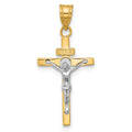 14K Two-tone INRI Crucifix Pendant, 30 x 14 mm