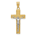 14K Two-tone Diamond-cut Crucifix Pendant, 36 x 16 mm