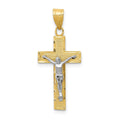 14K Two-tone Diamond-cut Crucifix Charm, 29 x 8 mm