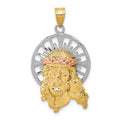 14K Tri-color Diamond-cut Christ Charm, 35 x 20 mm