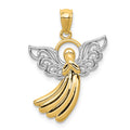 14k and White Rhodium Filigree Angel Pendant, 26 x 18 mm