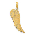 14K Angel Wing Pendant, 28 x 10 mm