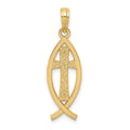 14k Cross Ichthus Fish Pendant, 29 x 9 mm