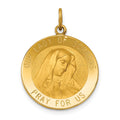 14k Polished and Satin Solid Our Lady of Sorrows Medal Round Pendant, 24.5 x 19 mm