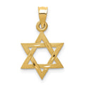 14k Solid Satin Star of David Charm, 21 x 13 mm